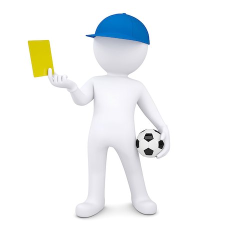3d white man with soccer ball shows yellow card. Isolated render on a white background Photographie de stock - Aubaine LD & Abonnement, Code: 400-06793123