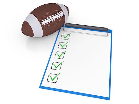 Checklist and football ball. Isolated render on a white background Stock Photo - Budget Royalty-Free & Subscription, Code: 400-06793130