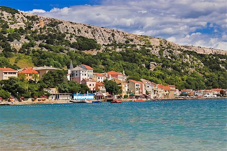 simsearch:400-07754772,k - Adriatic town of Baska waterfront and beach, Island of Krk, Croatia Photographie de stock - Aubaine LD & Abonnement, Code: 400-06793215