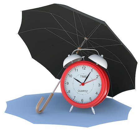 simsearch:400-06789466,k - Umbrella covers the alarm clock. Isolated render on a white background Stock Photo - Budget Royalty-Free & Subscription, Code: 400-06793260