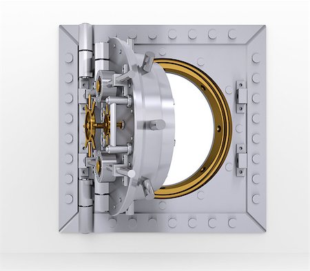 simsearch:600-07311115,k - Bank vault door on a gray wall. 3d render Stockbilder - Microstock & Abonnement, Bildnummer: 400-06793299