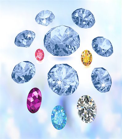 simsearch:400-06766855,k - Set of colored gems isolated on light blue background Stock Photo - Budget Royalty-Free & Subscription, Code: 400-06793987