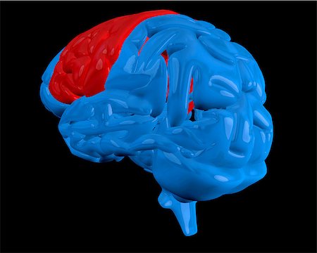 Blue brain with highlighted red cerebrum on black background Photographie de stock - Aubaine LD & Abonnement, Code: 400-06800575