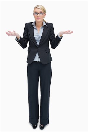 simsearch:400-06802290,k - Businesswoman in glasses giving I don't know gesture Stock Photo - Budget Royalty-Free & Subscription, Code: 400-06802278