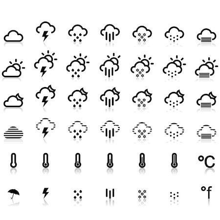 Weather Icons in White Background, Zip includes 300 dpi JPG, Illustrator CS, EPS10. Vector with  transparency. Stock Photo - Budget Royalty-Free & Subscription, Code: 400-06847743