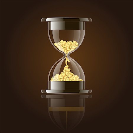 Hourglass with gold coins over dark background. Vector illustration Stock Photo - Budget Royalty-Free & Subscription, Code: 400-06847827