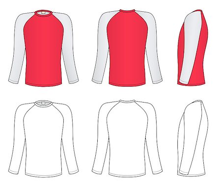 simsearch:400-06848154,k - Outline raglan sleeve t-shirt vector illustration isolated on white. EPS8 file available.You can change the color or you can add your logo easily. Foto de stock - Royalty-Free Super Valor e Assinatura, Número: 400-06847868