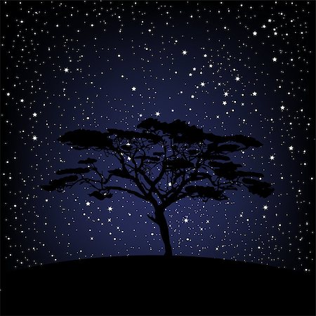 simsearch:400-04725012,k - Tree over starry night Stock Photo - Budget Royalty-Free & Subscription, Code: 400-06848123