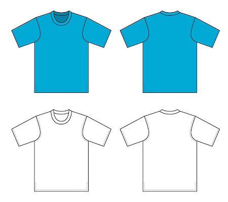 fashion illustration male template - Outline blue t-shirt vector illustration isolated on white. EPS8 file available.You can change the color or you can add your logo easily. Stock Photo - Budget Royalty-Free & Subscription, Code: 400-06848156