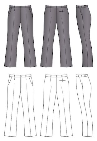simsearch:400-06848828,k - Outline black-white pants vector illustration isolated on white. EPS8 file available. Stock Photo - Budget Royalty-Free & Subscription, Code: 400-06848152