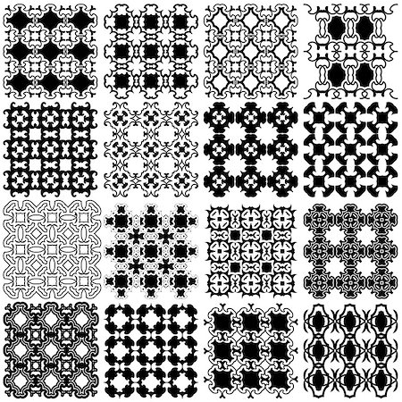 simsearch:400-08977036,k - Set of black and white seamless patterns. Vector backgrounds collection. Foto de stock - Royalty-Free Super Valor e Assinatura, Número: 400-06848475