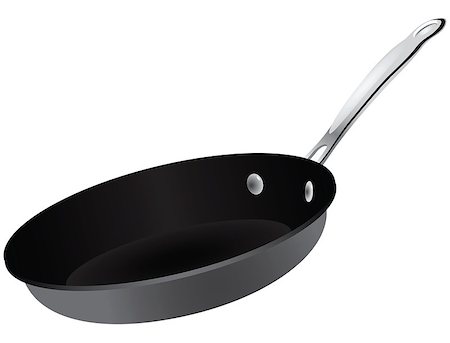 pan to the fire - Kitchen utensils - pan with a steel handle. Vector illustration. Foto de stock - Super Valor sin royalties y Suscripción, Código: 400-06848558