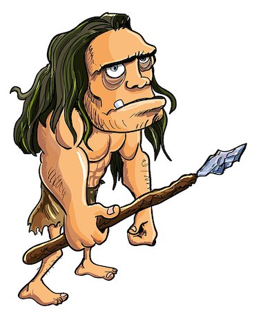 Cartoon caveman with a spear isolated on white Stock Photo - Budget Royalty-Free & Subscription, Code: 400-06848594
