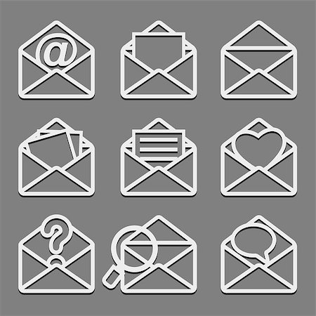 simsearch:400-06849040,k - Mail envelope web icons set on dark background. Vector illustration Stock Photo - Budget Royalty-Free & Subscription, Code: 400-06848655