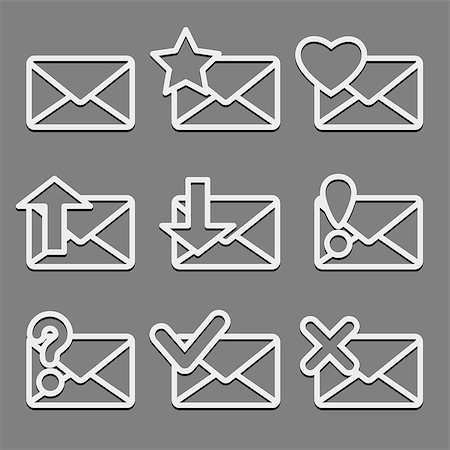 simsearch:400-06849040,k - Mail envelope web icons set on dark background. Vector illustration Stock Photo - Budget Royalty-Free & Subscription, Code: 400-06848656