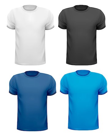 fashion illustration body templates of men - Black and white and color men t-shirts. Design template. Vector Stock Photo - Budget Royalty-Free & Subscription, Code: 400-06848668