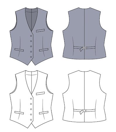 simsearch:400-06848821,k - Outline grey waistcoat vector illustration isolated on white. EPS8 file available. Stock Photo - Budget Royalty-Free & Subscription, Code: 400-06848809