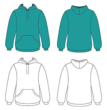 fashion templates front and back - Template vector illustration of a blank hooded sweater. All objects and details are isolated. Stock Photo - Budget Royalty-Free & Subscription, Code: 400-06848815