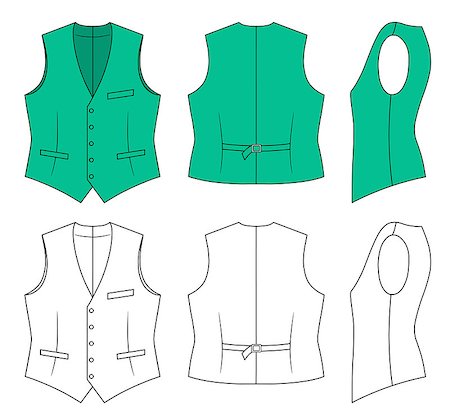 simsearch:400-06848821,k - Outline green waistcoat vector illustration isolated on white. EPS8 file available. Stock Photo - Budget Royalty-Free & Subscription, Code: 400-06848828