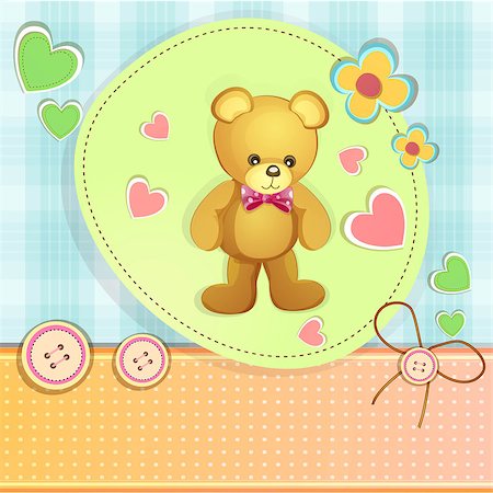 Baby shower card with cute teddy bear Stock Photo - Budget Royalty-Free & Subscription, Code: 400-06848853