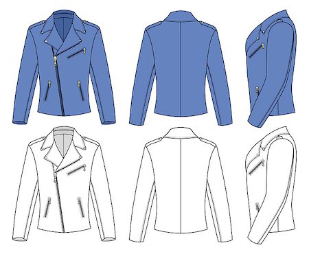 fashion templates front and back - Outline jacket vector illustration isolated on white. EPS8 file available.You can change the color or you can add your logo easily. Stock Photo - Budget Royalty-Free & Subscription, Code: 400-06848894