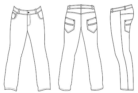 simsearch:400-06848828,k - Outline black-white pants vector illustration isolated on white. EPS8 file available. Stock Photo - Budget Royalty-Free & Subscription, Code: 400-06848935