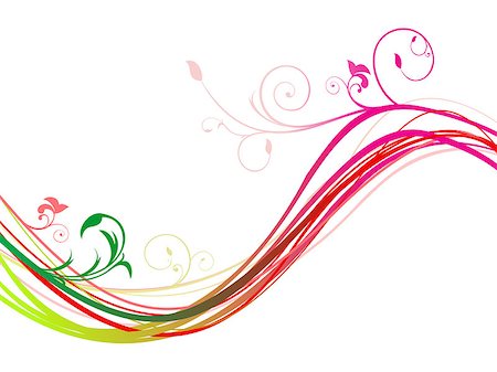 abstract rainbow floral wave vector illustration Stock Photo - Budget Royalty-Free & Subscription, Code: 400-06848987