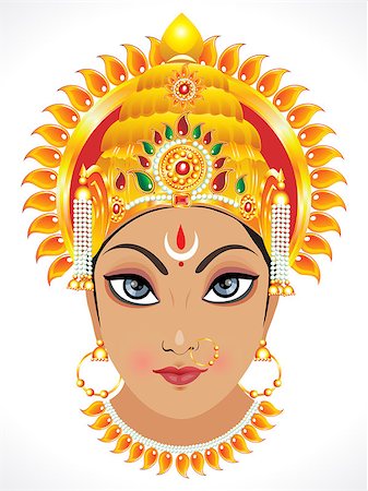 abstract goddess durga face vector illustration Stock Photo - Budget Royalty-Free & Subscription, Code: 400-06849015