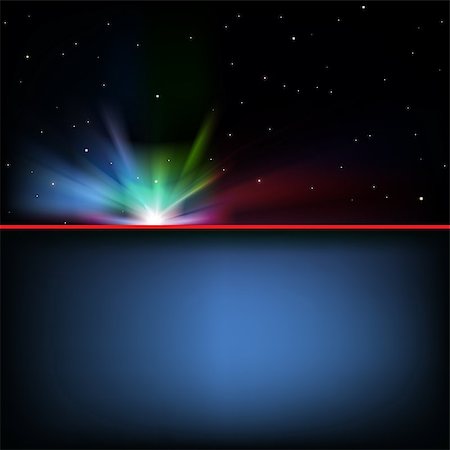 abstract blue background with sunrise and stars Stockbilder - Microstock & Abonnement, Bildnummer: 400-06849060