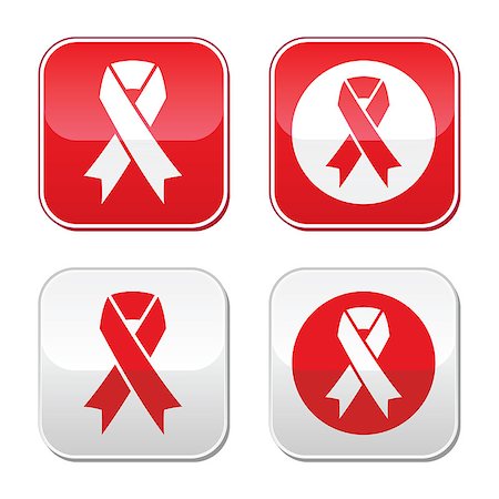 Red ribbons set on red or grey square buttons isolated on white - vector Foto de stock - Super Valor sin royalties y Suscripción, Código: 400-06849115