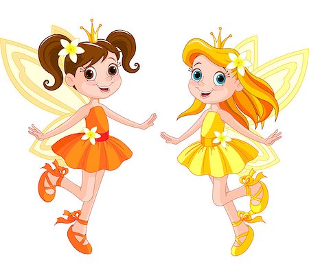 simsearch:400-07302508,k - Illustration of two cute fairies in fly Photographie de stock - Aubaine LD & Abonnement, Code: 400-06849269