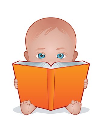 peeping baby - Illustration of a young child reading a large book Stock Photo - Budget Royalty-Free & Subscription, Code: 400-06849335