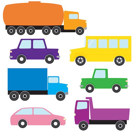 Collection of colorful truck and car icons Stock Photo - Budget Royalty-Free & Subscription, Code: 400-06849574