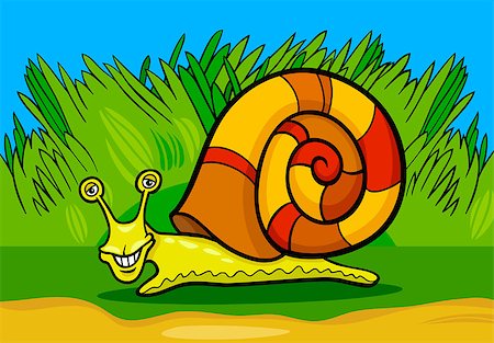 slug - Cartoon Illustration of Funny Snail Mollusk with Shell Stock Photo - Budget Royalty-Free & Subscription, Code: 400-06849606