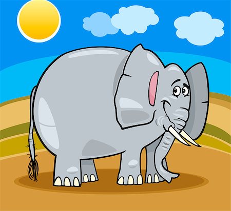 simsearch:400-08916377,k - Cartoon Illustration of Cute Gray African Elephant Photographie de stock - Aubaine LD & Abonnement, Code: 400-06849600