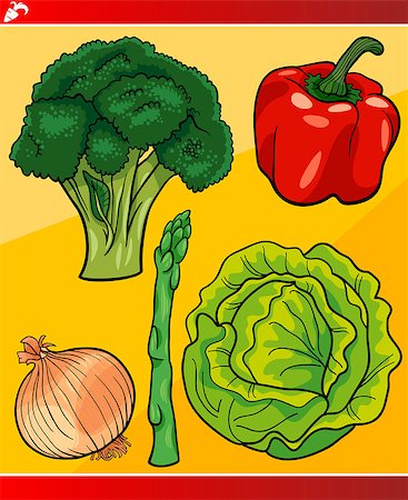 pic of cabbage for drawing - Cartoon Illustration of Vegetables Vegetarian Food Object Set Stock Photo - Budget Royalty-Free & Subscription, Code: 400-06849625