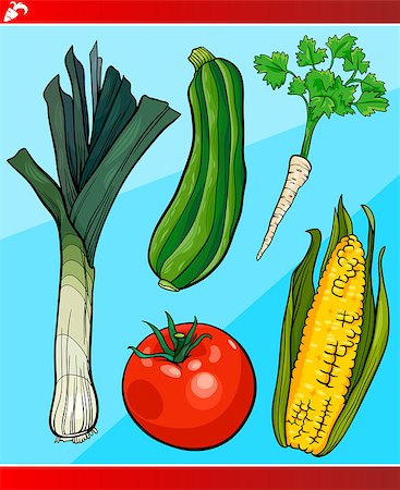 simsearch:400-06855965,k - Cartoon Illustration of Vegetables Vegetarian Food Object Set Stockbilder - Microstock & Abonnement, Bildnummer: 400-06849627