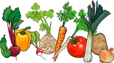 simsearch:400-09050960,k - Cartoon Illustration of Vegetables Food Object Big Group Foto de stock - Super Valor sin royalties y Suscripción, Código: 400-06849622