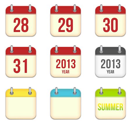 Vector calendar icons Stock Photo - Budget Royalty-Free & Subscription, Code: 400-06849692