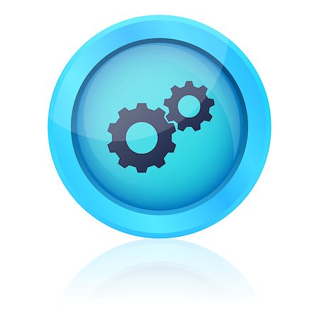 simsearch:400-07632086,k - Blue vector button with gearwheel Stock Photo - Budget Royalty-Free & Subscription, Code: 400-06849705