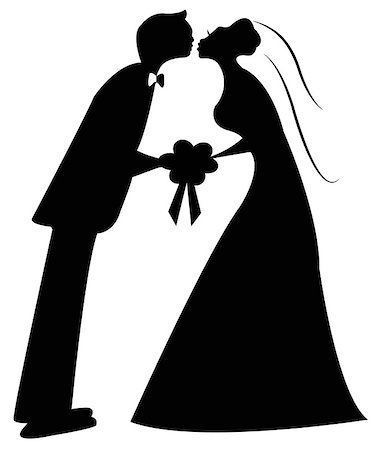 just married couple silhouette vector Stock Photo - Budget Royalty-Free & Subscription, Code: 400-06849797