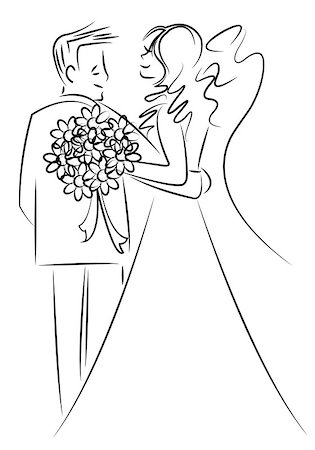 just married couple dancing, cartoon vector Stock Photo - Budget Royalty-Free & Subscription, Code: 400-06849799