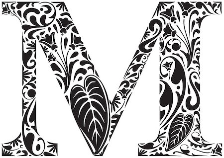 Floral initial capital letter M Foto de stock - Super Valor sin royalties y Suscripción, Código: 400-06849903