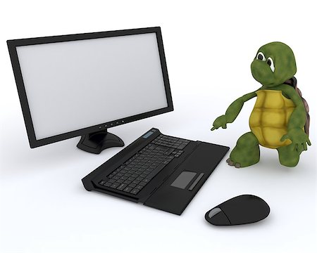 simsearch:400-05384268,k - 3D render of a tortoise with a computer Photographie de stock - Aubaine LD & Abonnement, Code: 400-06854191