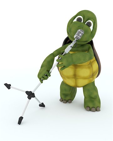 simsearch:400-05384268,k - 3D render of a tortoise singing into a retro microphone Photographie de stock - Aubaine LD & Abonnement, Code: 400-06854192