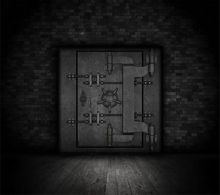 strongroom - Grunge style bank vault door in a dark interior Photographie de stock - Aubaine LD & Abonnement, Code: 400-06854208