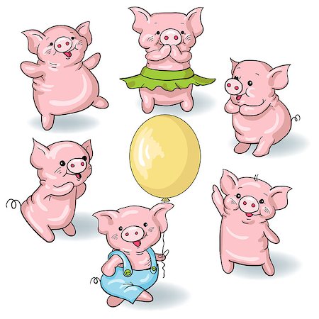 funny pictures of pigs - Vector set - funny cartoon  pigs Stock Photo - Budget Royalty-Free & Subscription, Code: 400-06854469