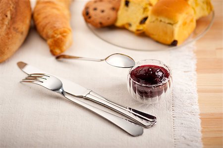 simsearch:400-05079087,k - bread butter and jam classic European breakfast Stock Photo - Budget Royalty-Free & Subscription, Code: 400-06854599