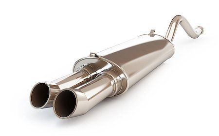 Car muffler, exhaust silencer on a white background Fotografie stock - Microstock e Abbonamento, Codice: 400-06854928