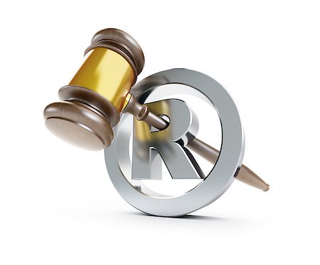 simsearch:400-06527572,k - gavel registered trademark sign 3d Illustrations on a white background Stock Photo - Budget Royalty-Free & Subscription, Code: 400-06854999